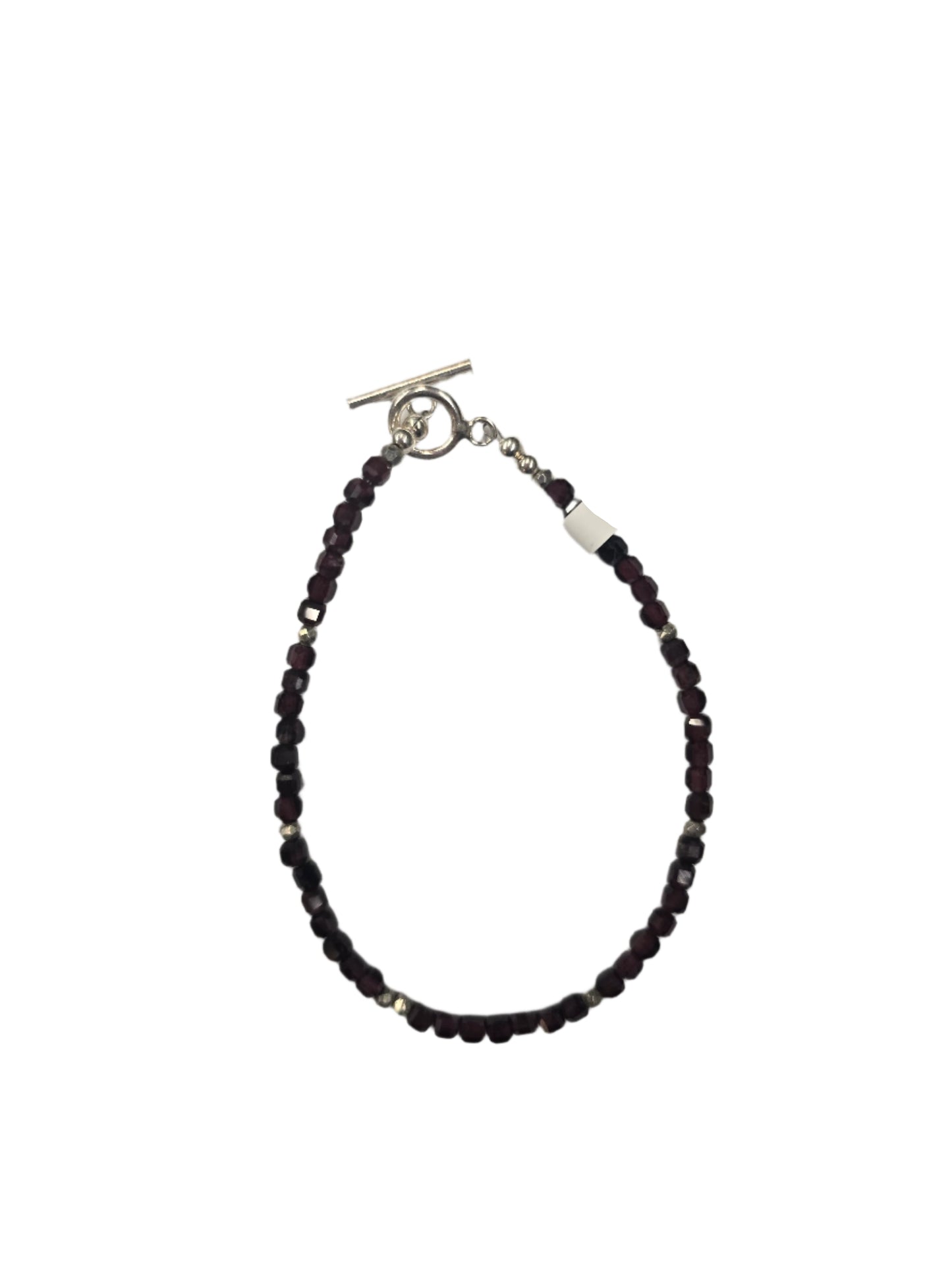 Garnet Cubes w/ SS spacer Bracelet