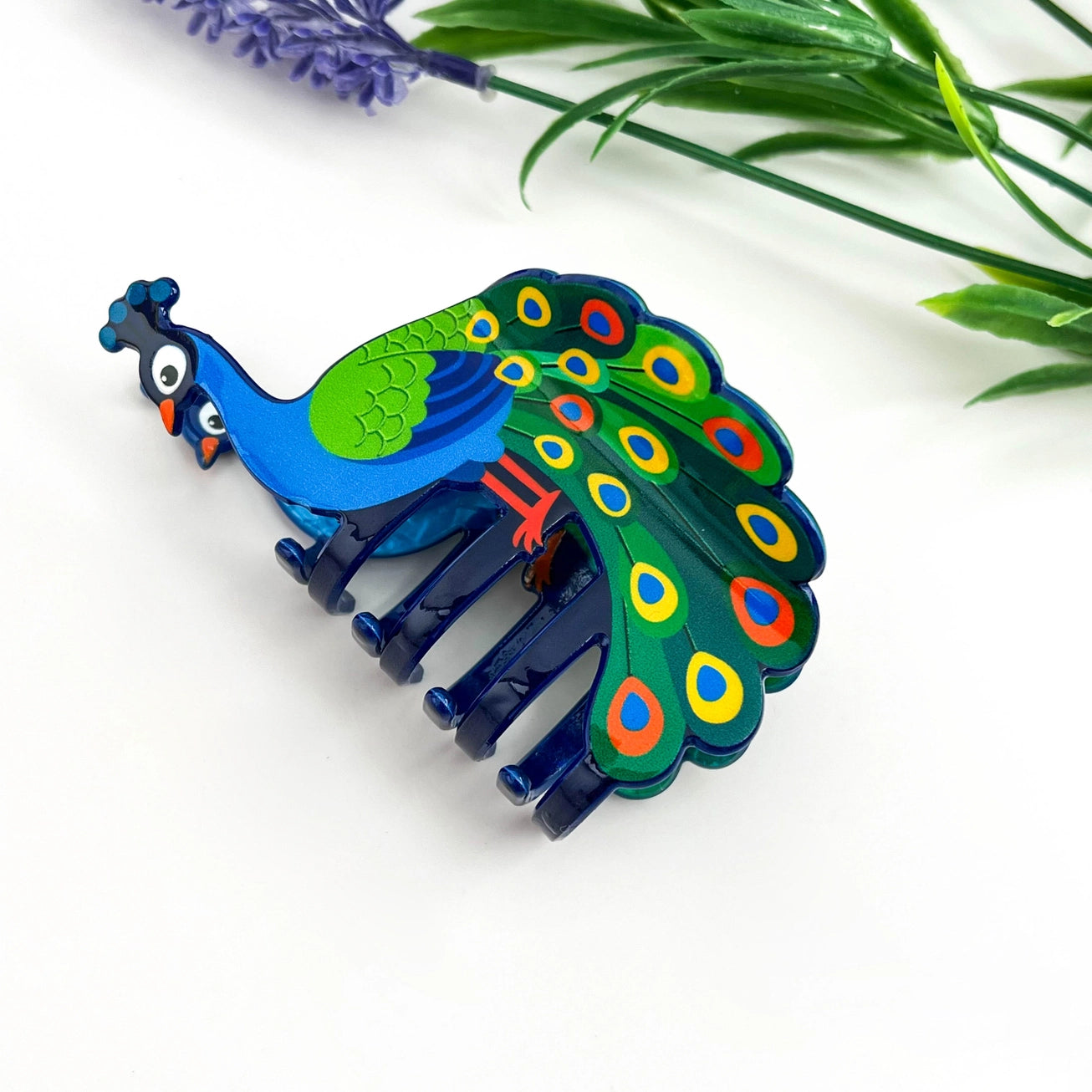 Peacock Tennis Hair Claw Clip