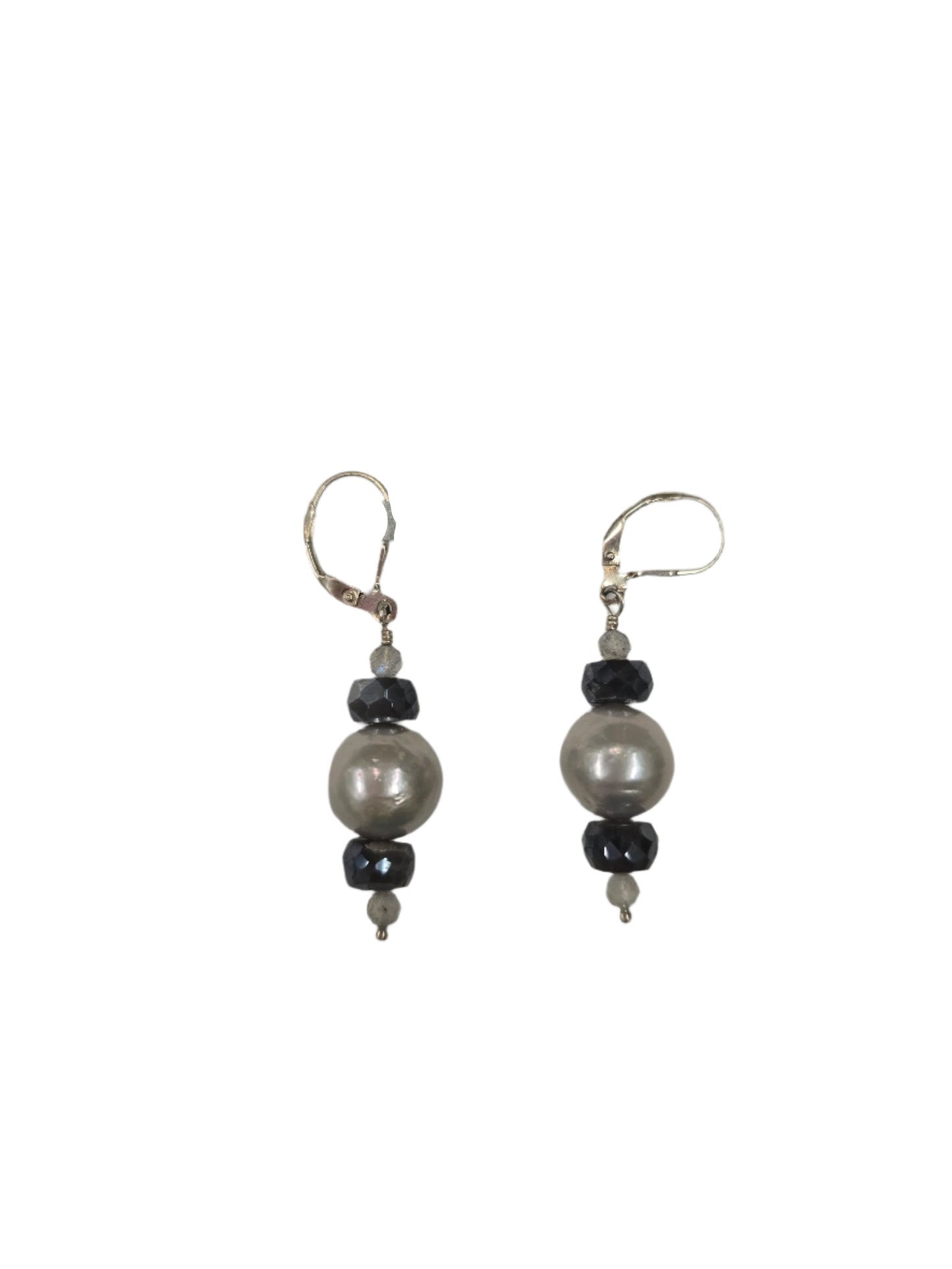 Edison Grey Pearl & labradorite earrings