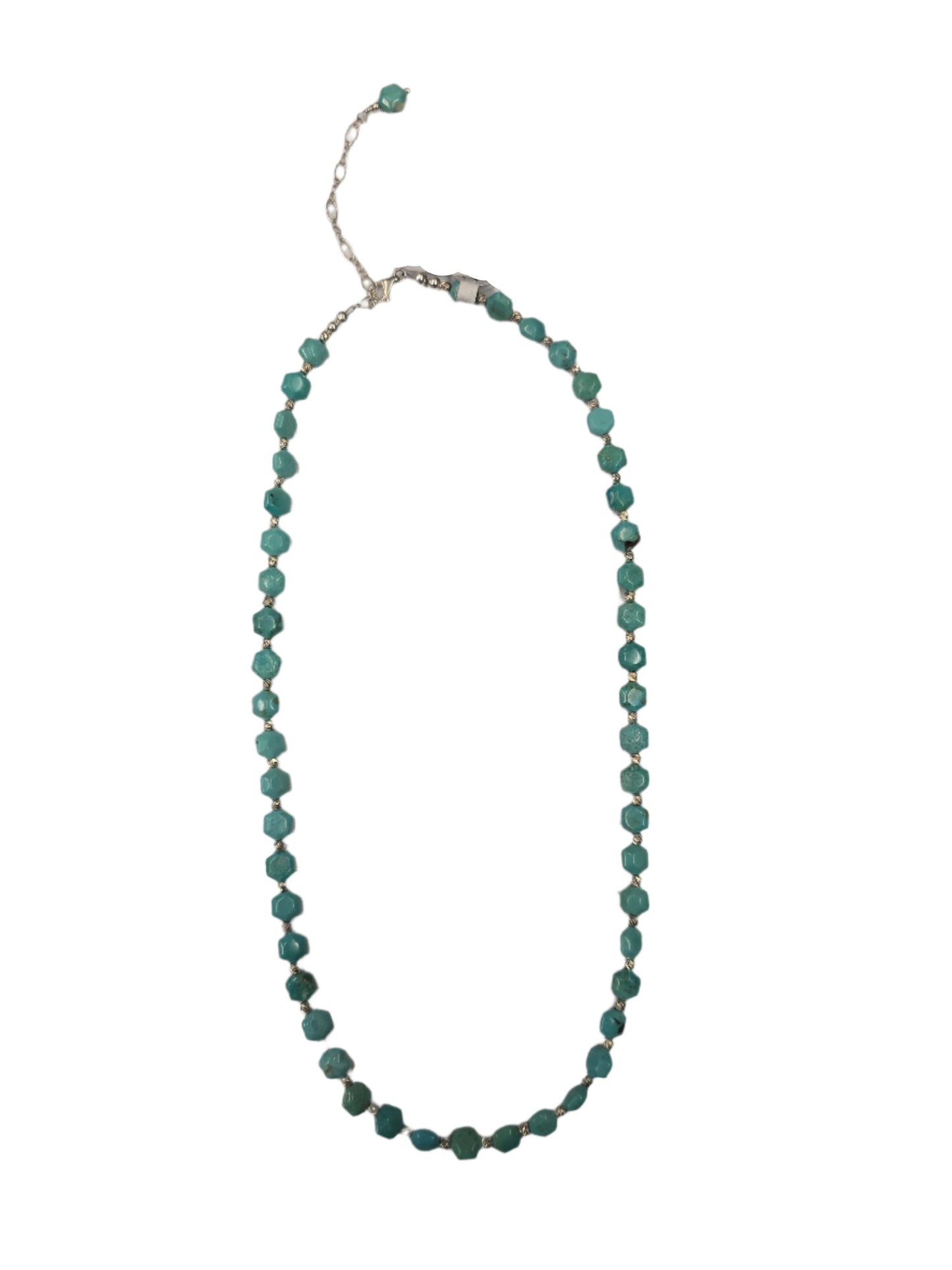 Vintage Chinese Turq. hexi shape w/SS textured spacers