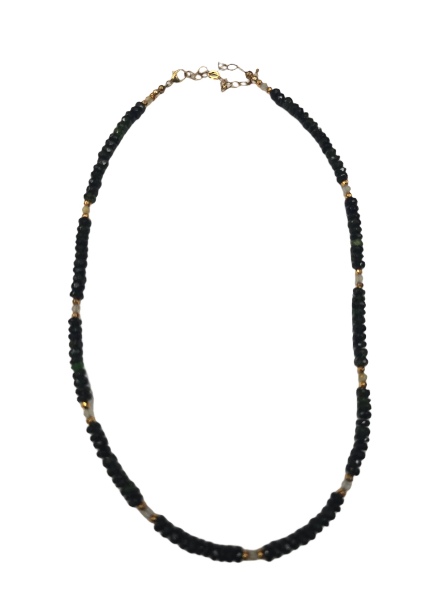 Green Tourmaline Necklace w/rutilated quartz gf