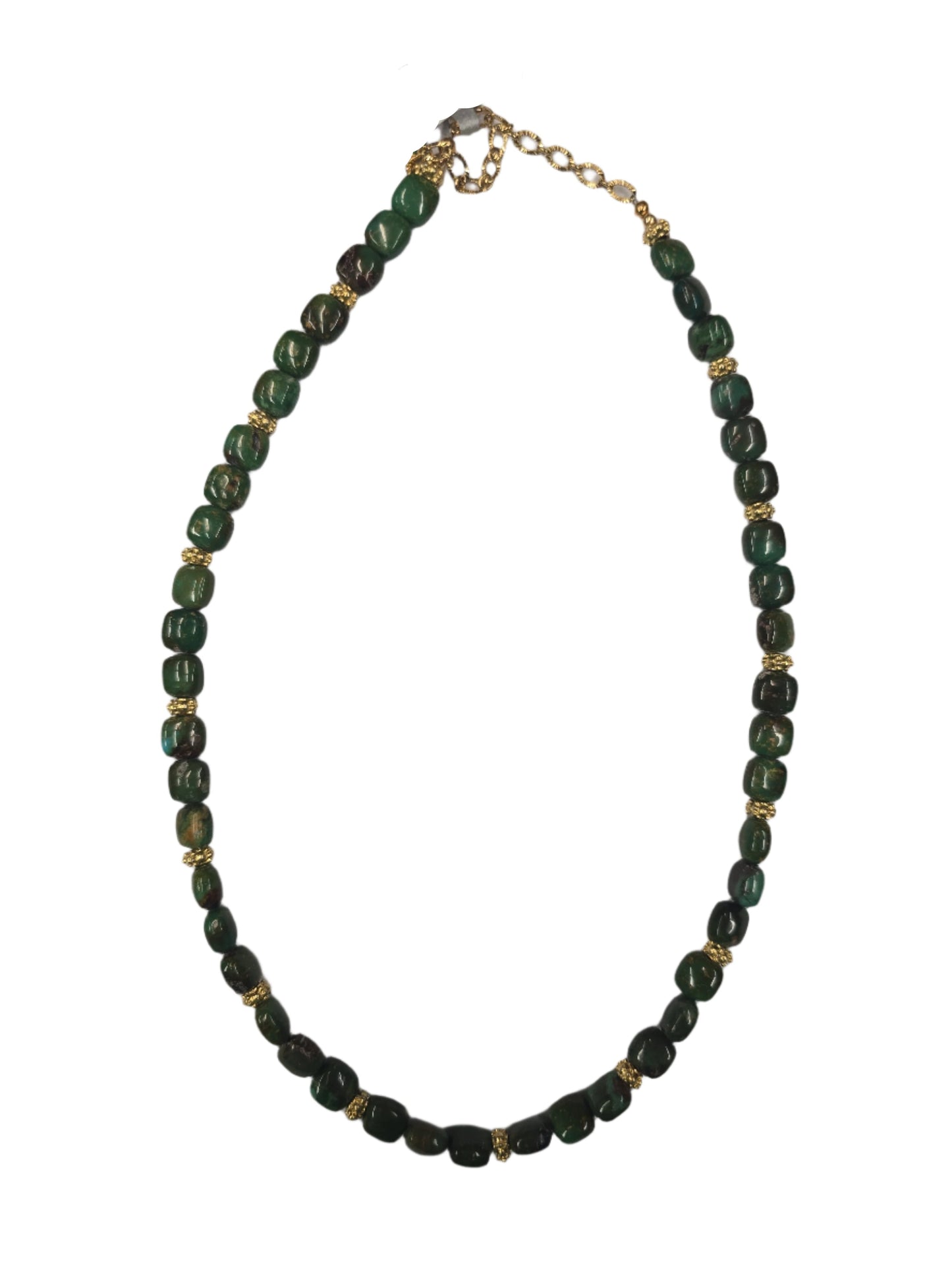 Vintage Chinese Turq. (dk green) puffy cubes w/vermeil spacers