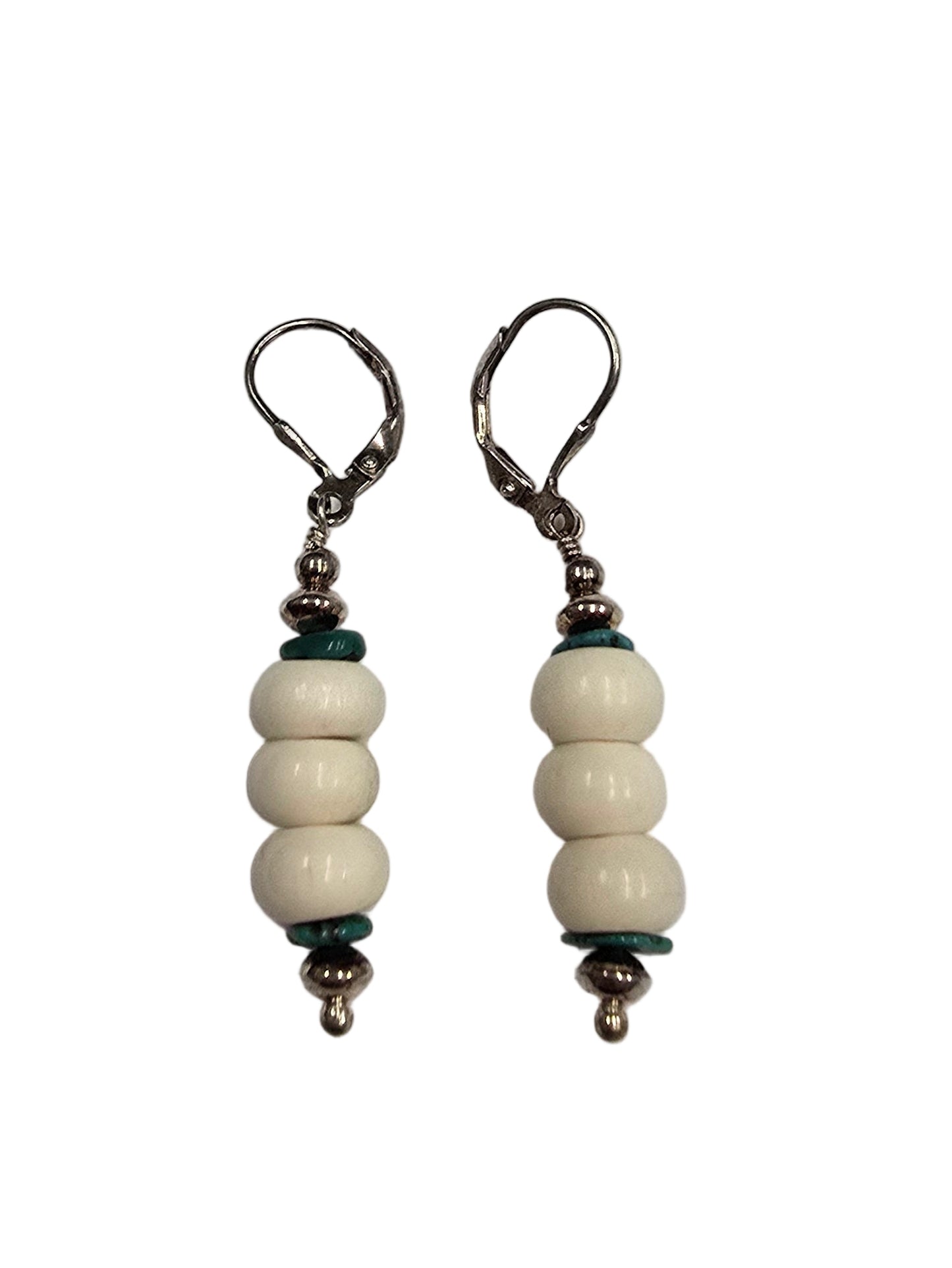 Deer Antler rondelles with Az turq Earrings