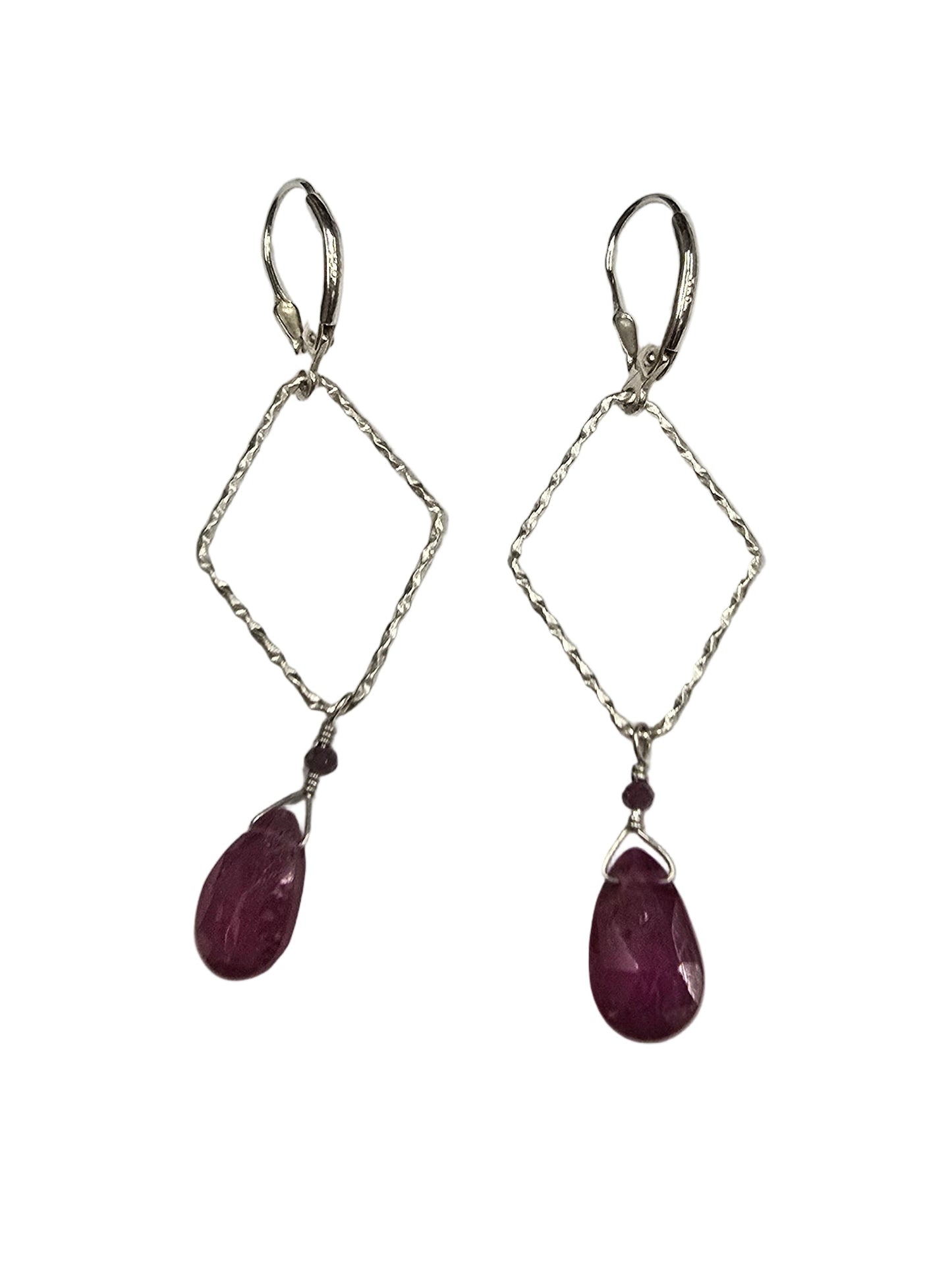 Ruby Drops on Textured SS Diamonds Frame