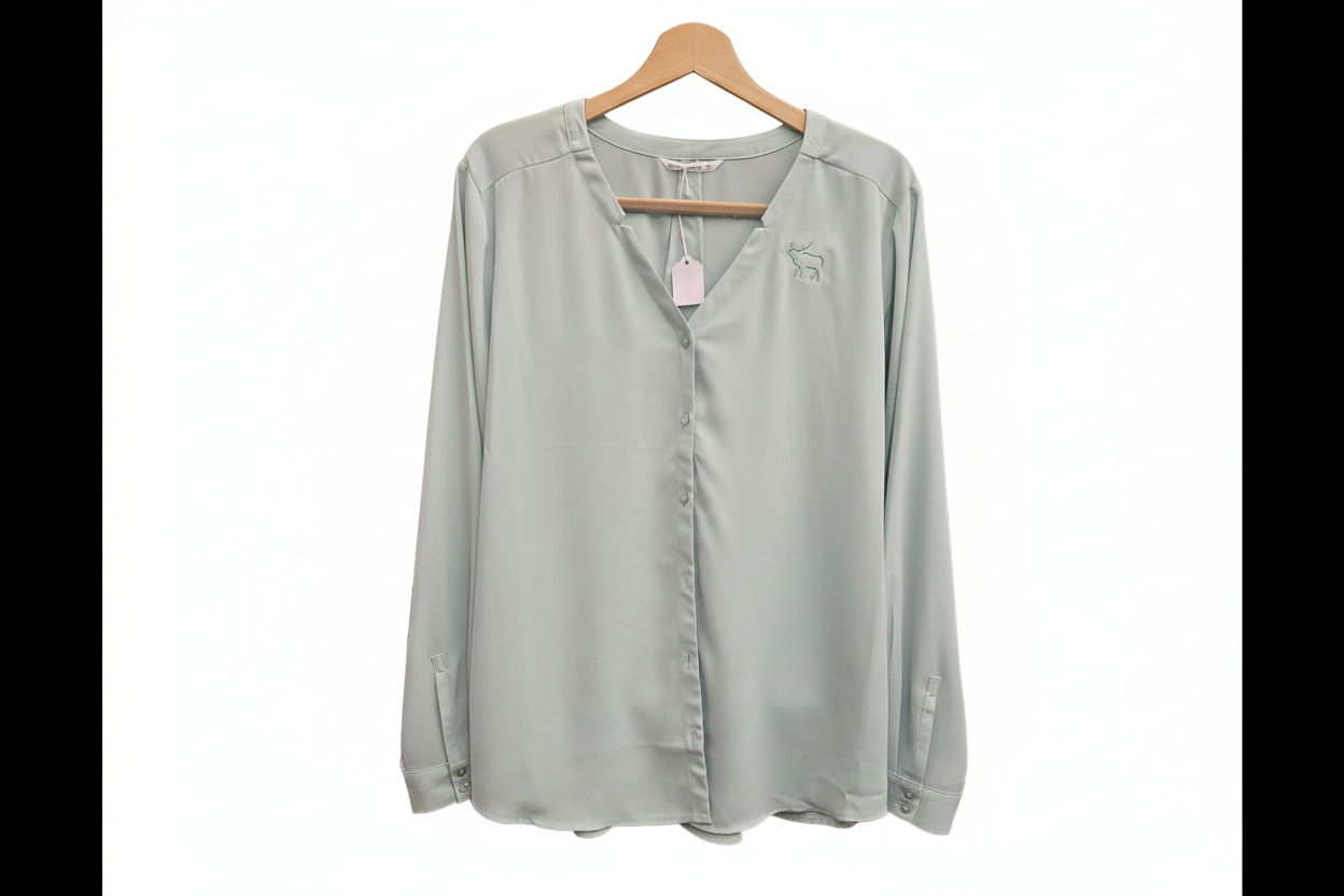 Elk Logo Ladies Long Sleeve Button-Front Blouse