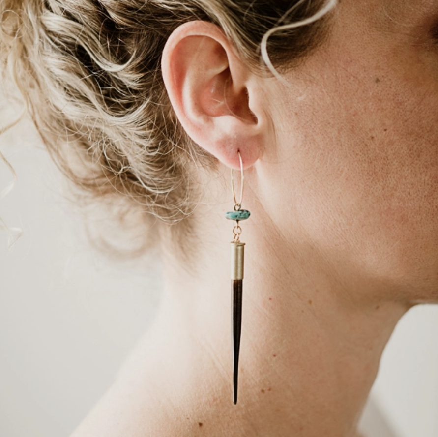 Quill + Turquoise Hoop Earrings