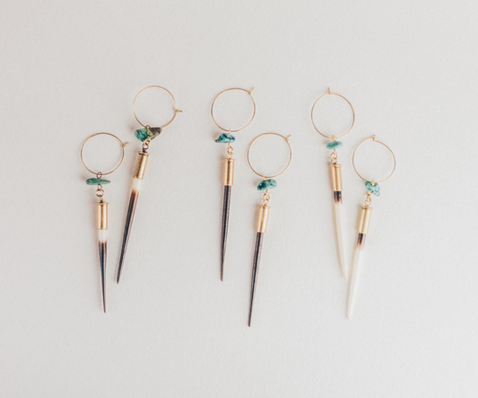 Quill + Turquoise Hoop Earrings