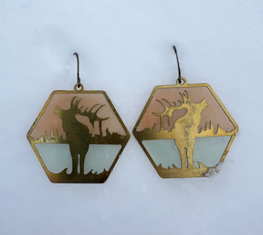 Bugle Stained Glass Resin Earrings