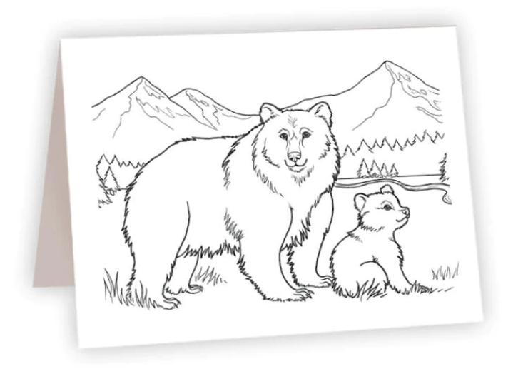 Mama bear + cub- Coloring NC