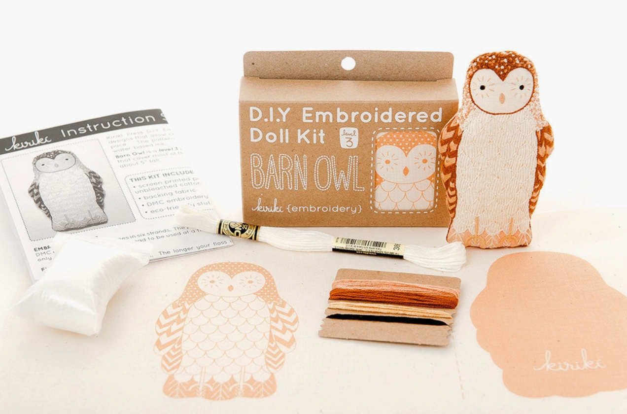 Barn Owl Embroidery Kit
