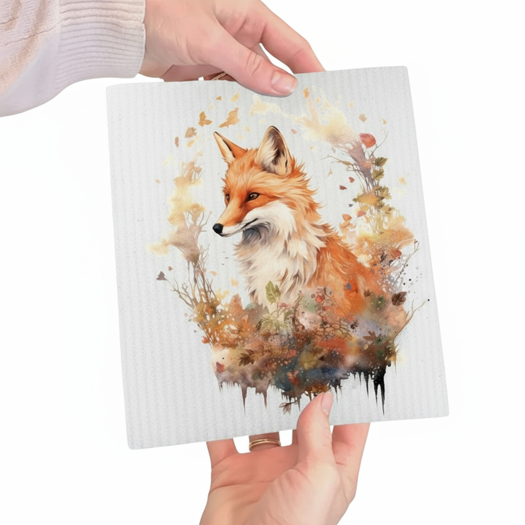 Red Fox Animal Hunting Swedish Dish Cloth
