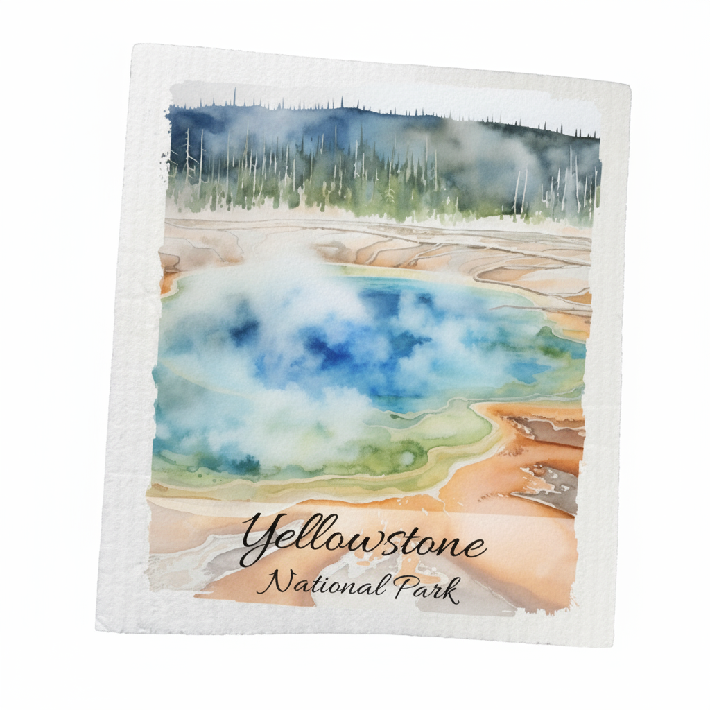 Yellowstone National Park Wyoming Swedish Dish Cloth