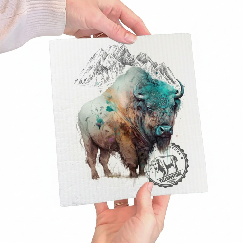 Western Buffalo Turquoise Yellowstone Swedish Dishcloth
