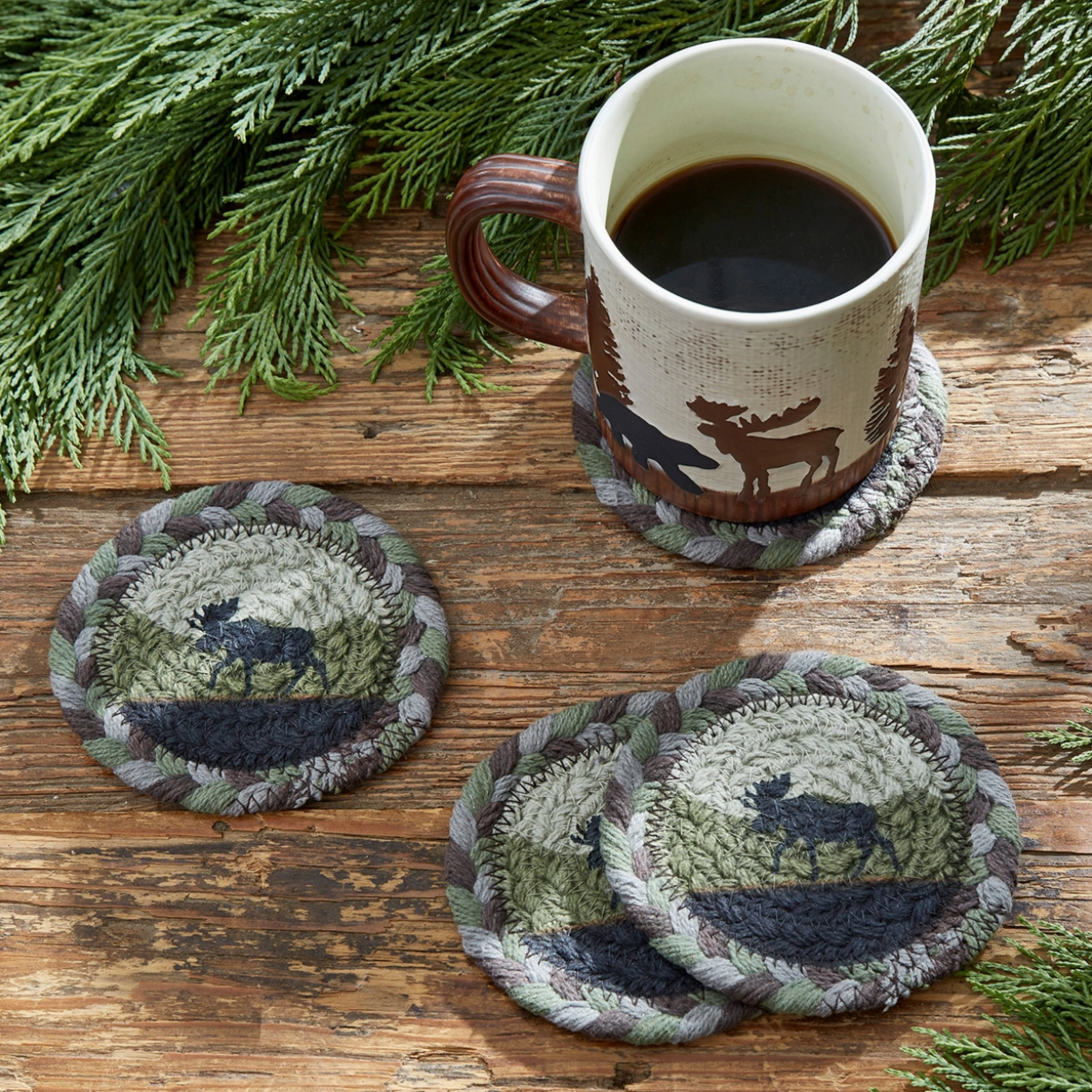 Moose Braided Coasters - Set of 4
