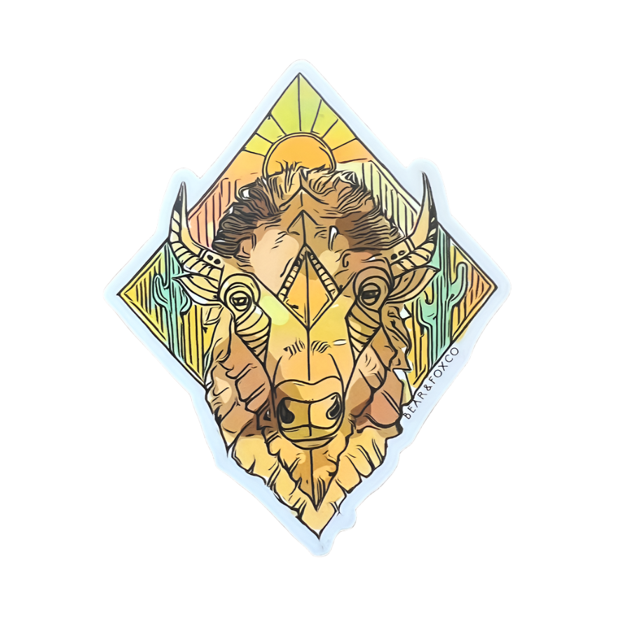 Bison Head Vinyl Sticker