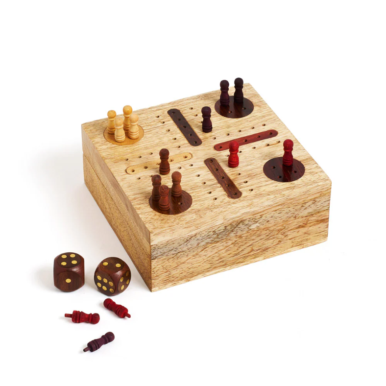 Pachisi Travel Game Set - Hand Carved, Fair Trade