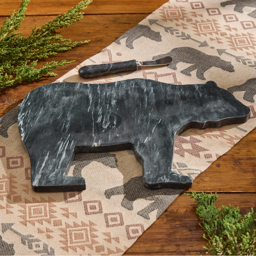 Black Bear Marble Cutting Board W/Spreader