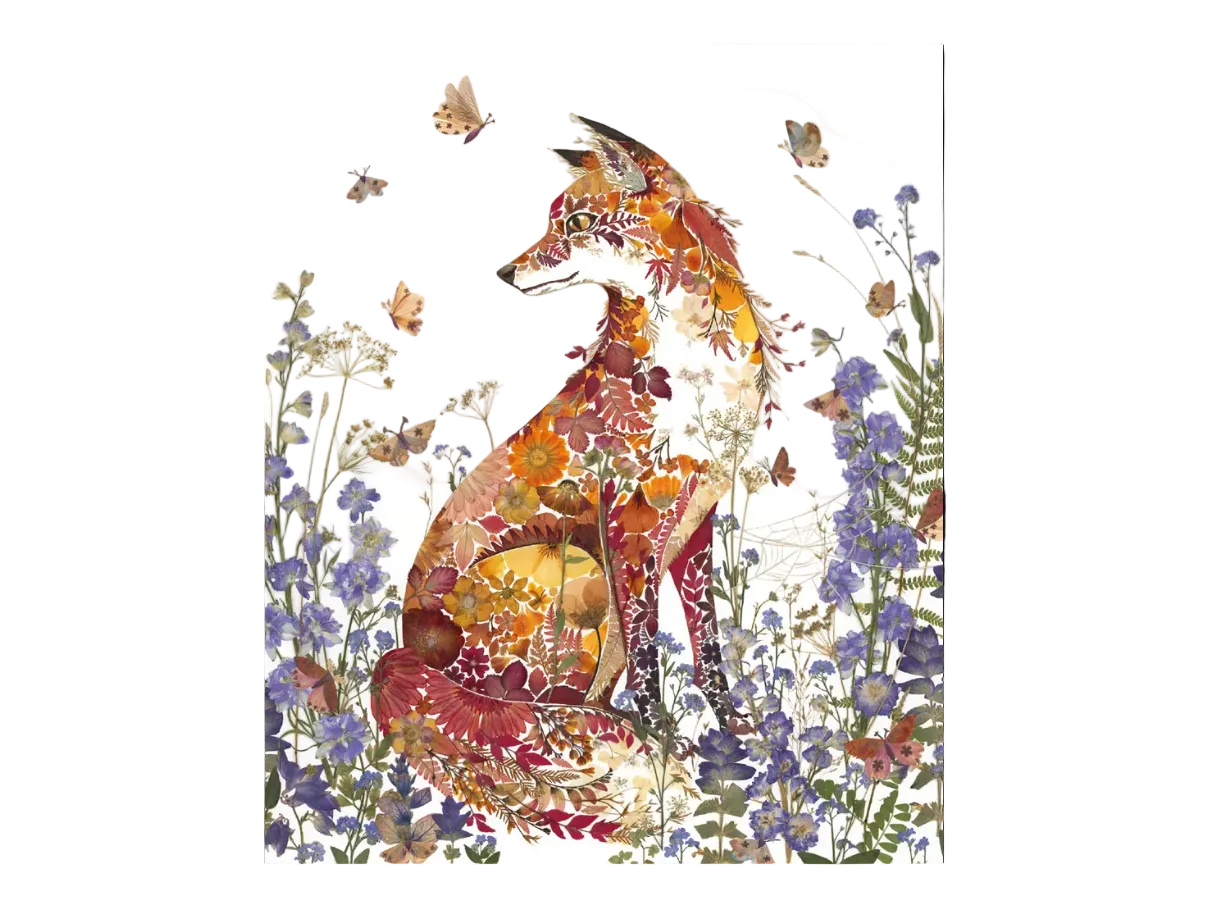 Fox in Flowers Blank Card