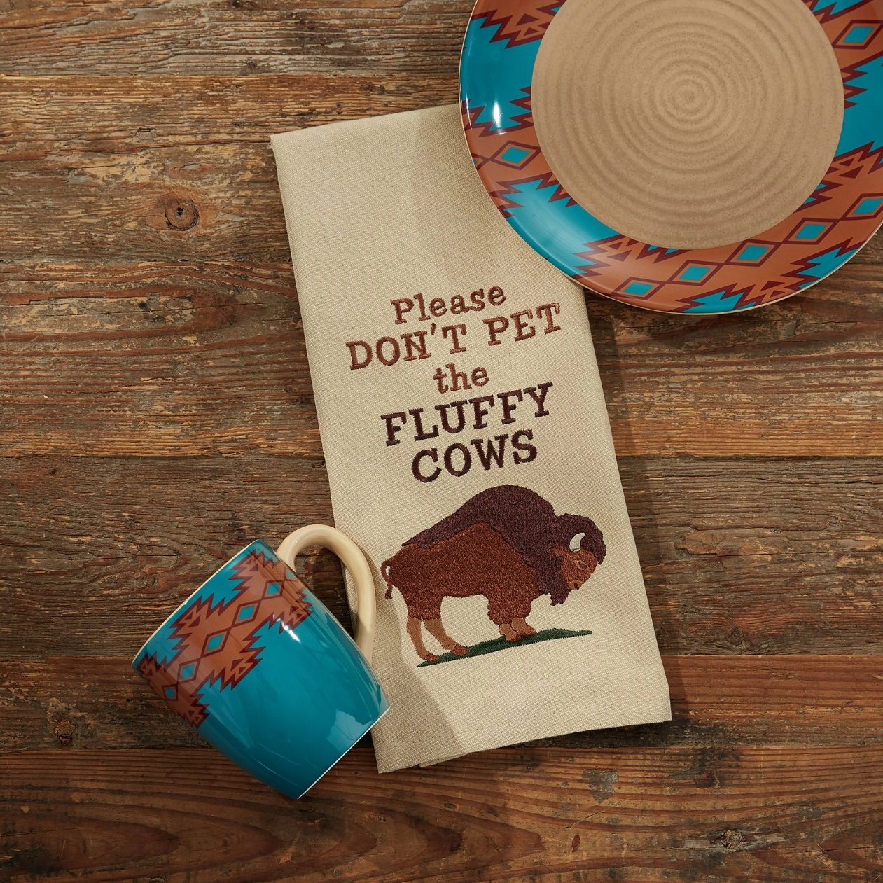 Fluffy Cows Embroidered Dishtowel