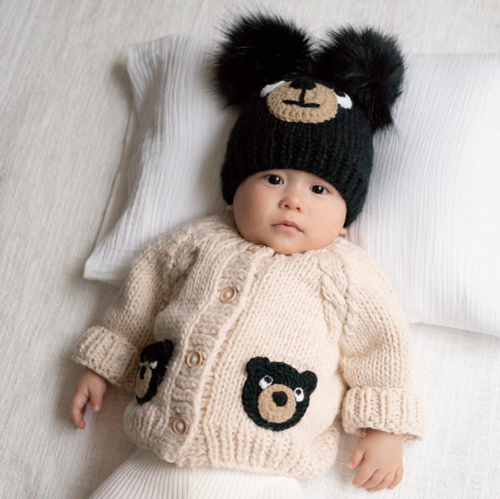 Black Bear Cardigan For Baby & Toddler