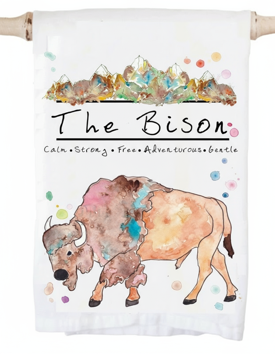 Tea Towel Mountain Bison
