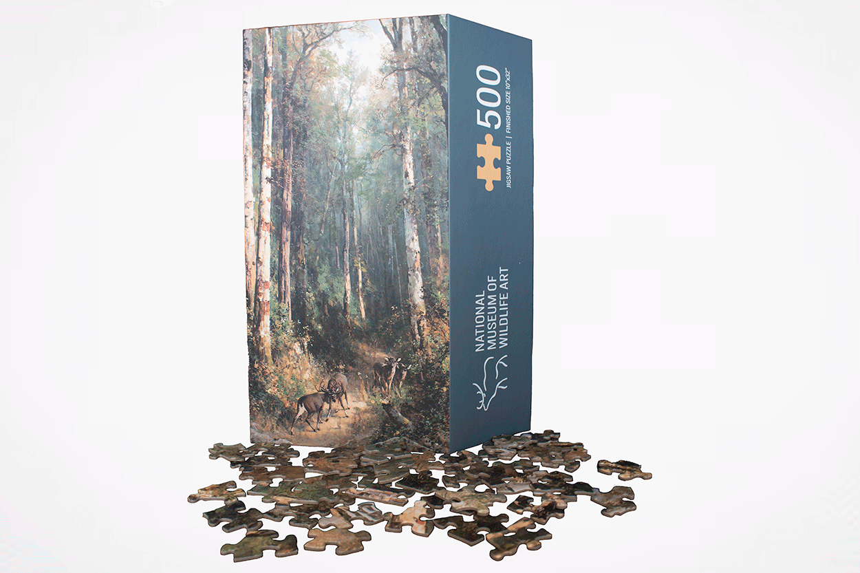 Two Stags Battling by Thomas Hill - Puzzle