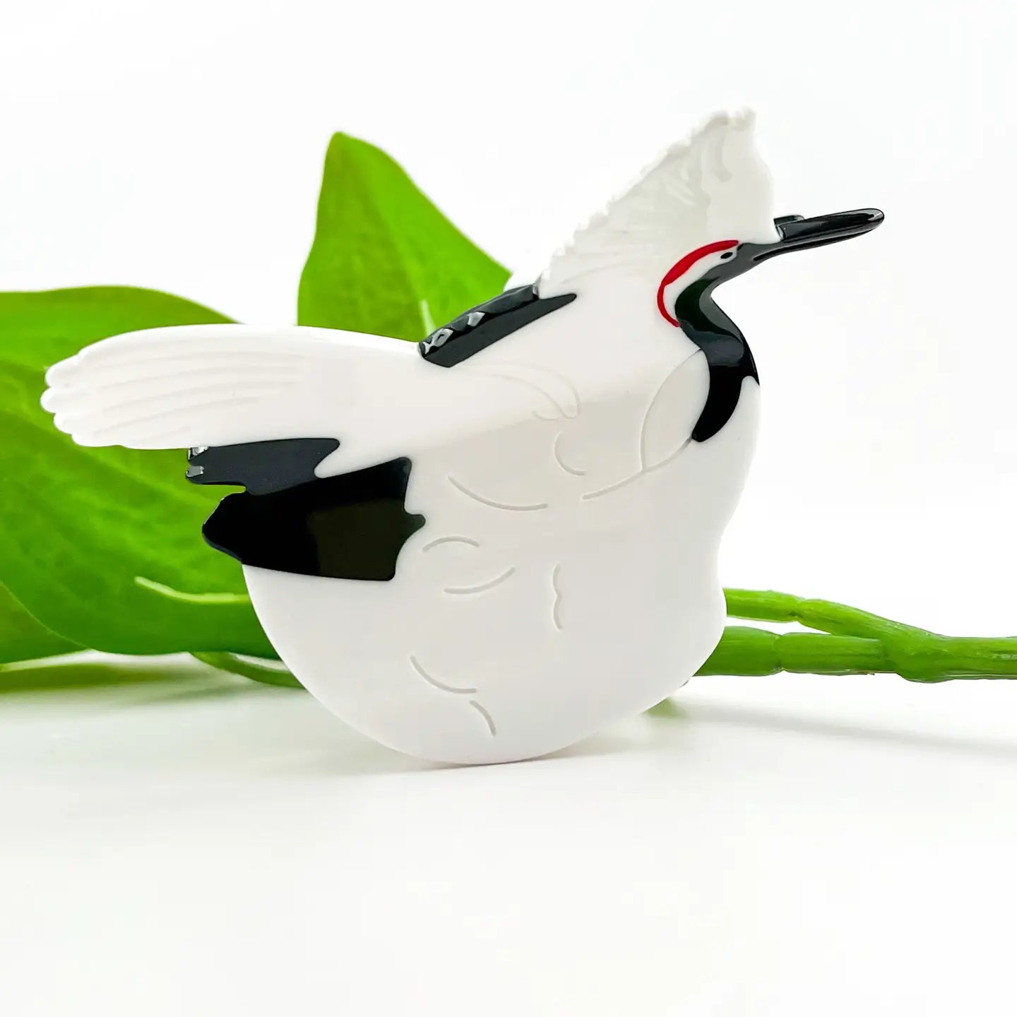 Elegant White Crane Acetate Hair Claw Clip