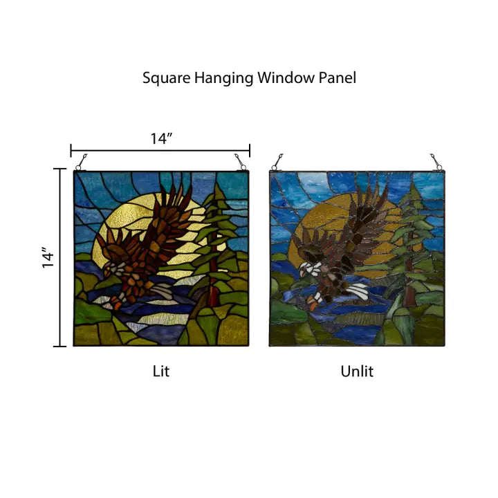 14" Bald Eagle Stained Glass Window Panel