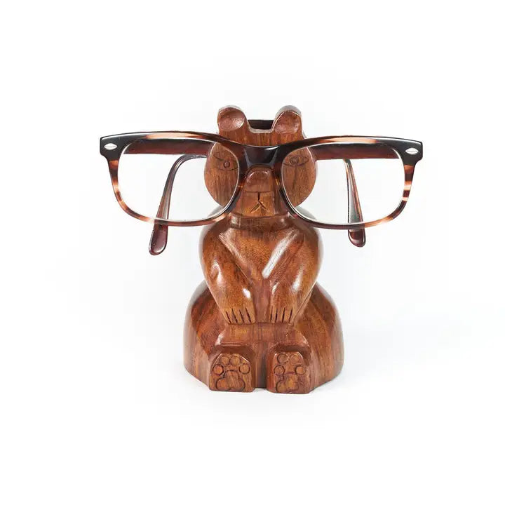 Bear Eyeglasses Holder Stand - Handcrafted Sheesham Wood