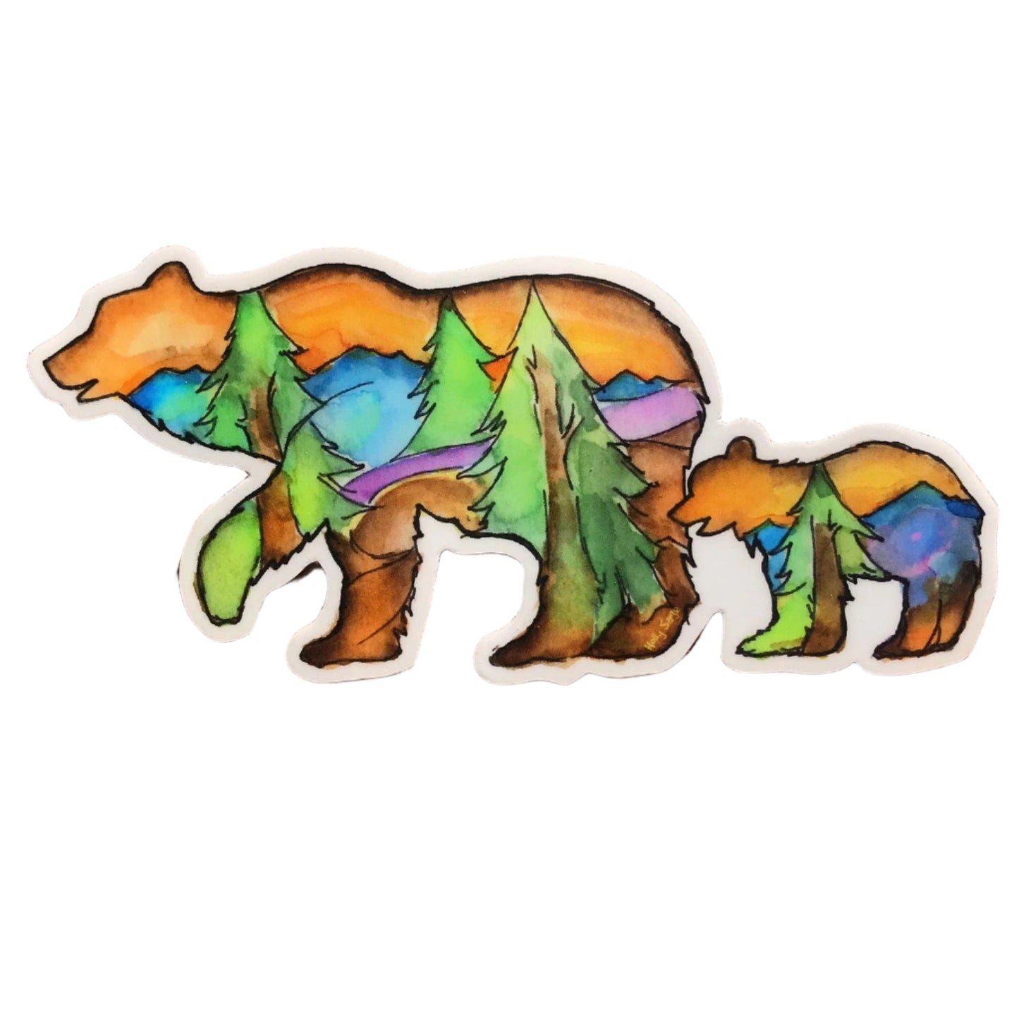Sticker Mama & Baby Bear