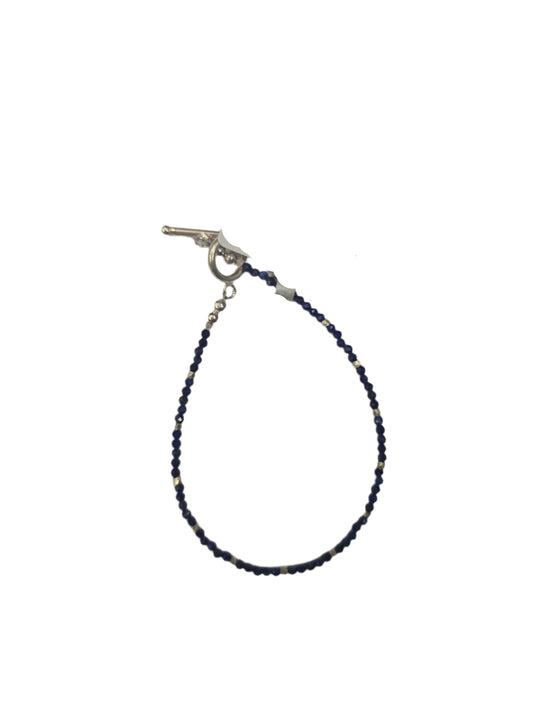 Tiny Bead Lapis Bracelet Sterling