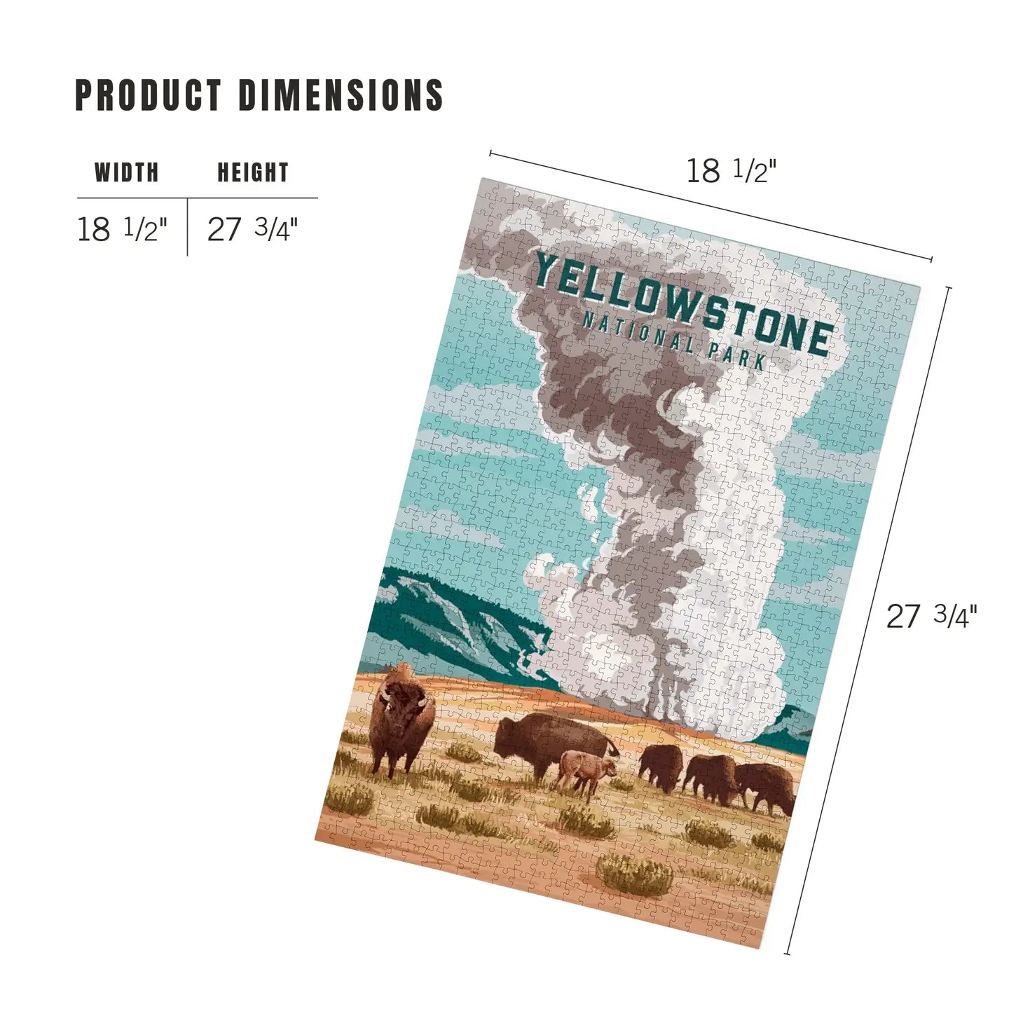 Yellowstone National Park, Bison & Geyser 1000 Piece Puzzle