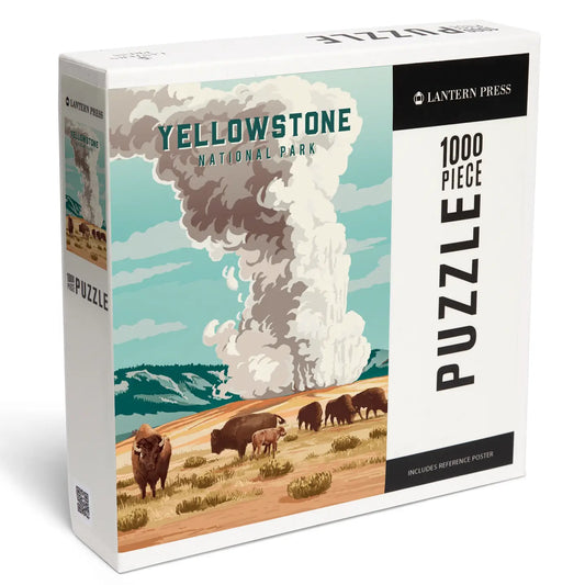 Yellowstone National Park, Bison & Geyser 1000 Piece Puzzle