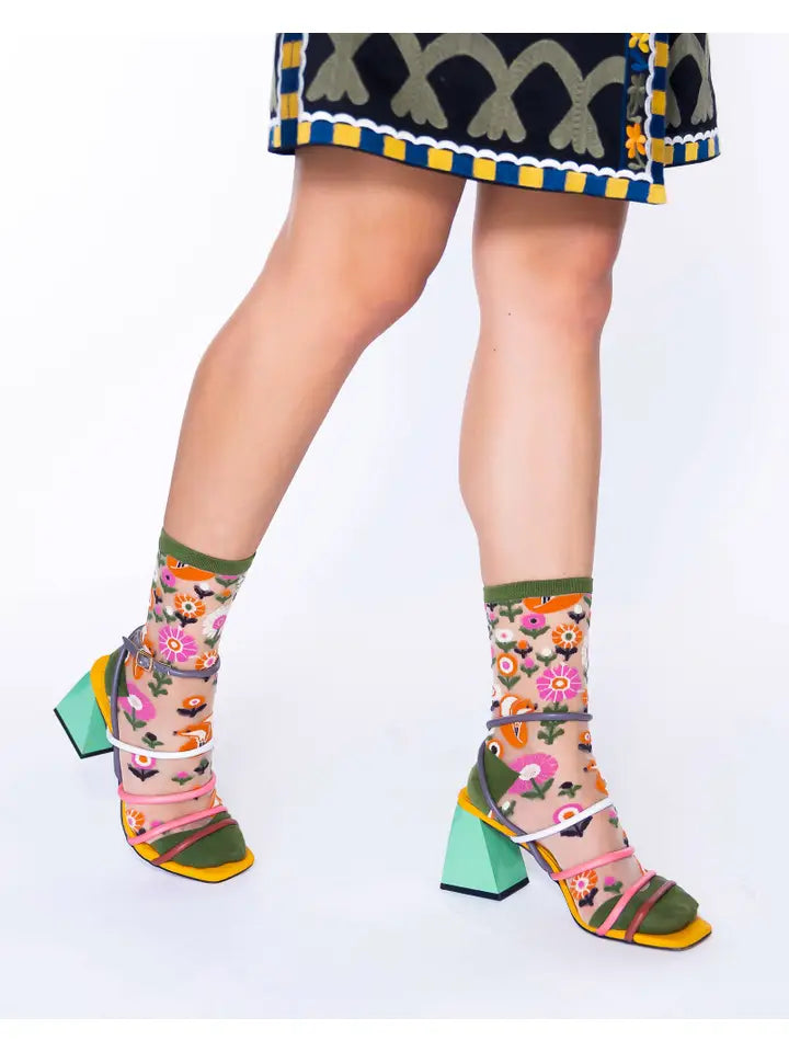 Feeling Foxy Sheer Crew Sock