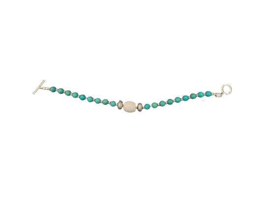 Deer antler centered bead w/Az Turquoise Balls Bracelet