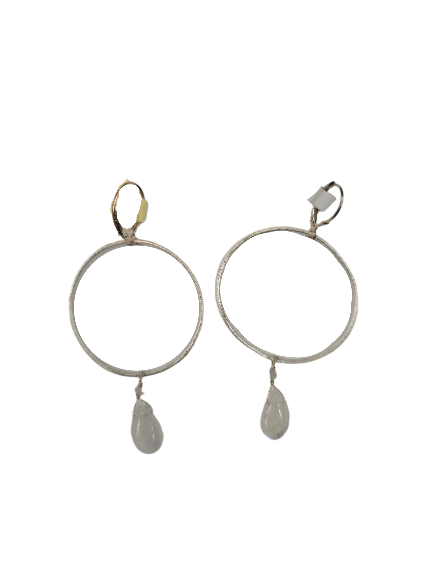 Moonstone Drops on Large SS Brushed Circle