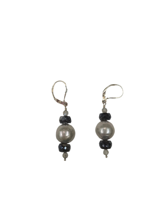 Edison Grey Pearl & labradorite earrings