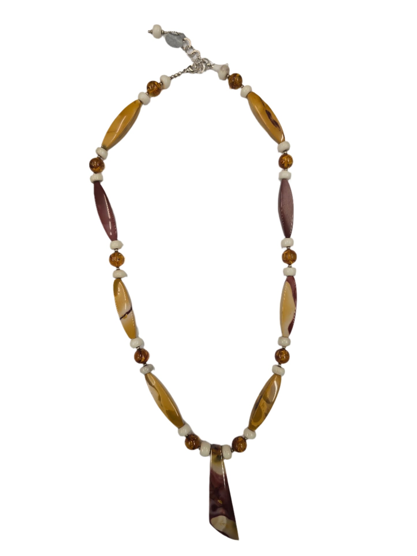 Mookiate Long Pendant w/deer antler & amber Necklace