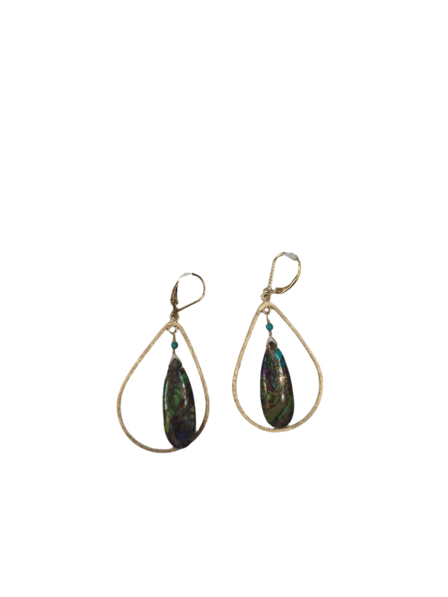 Green Mojave Turquoise Drops  in Large GF Tear Frame