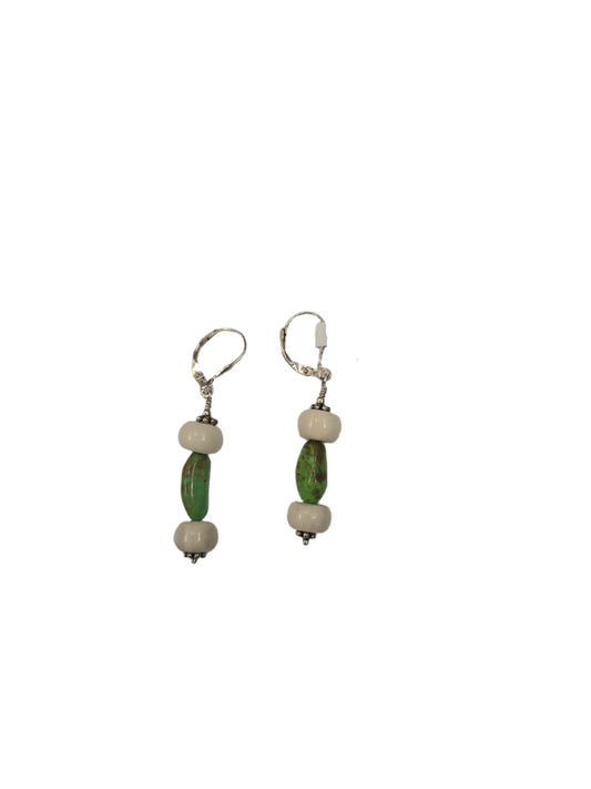 Kingman Turquoise with deer antler randelles Earrings