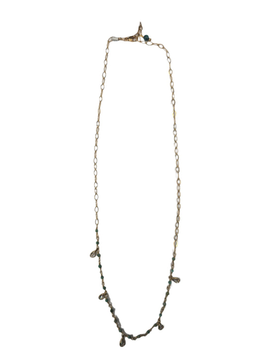 Turq. Chain 5 Drop Crystal Necklace