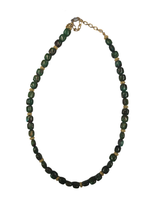 Vintage Chinese Turq. (dk green) puffy cubes w/vermeil spacers