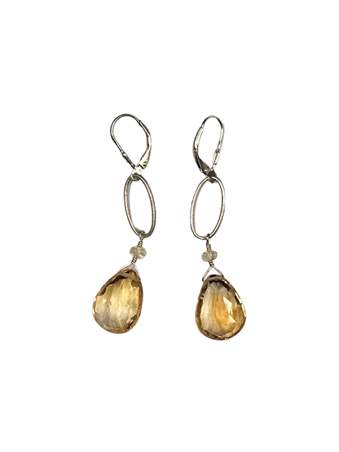 Citrine Drops on SS Brush Small Oval frame