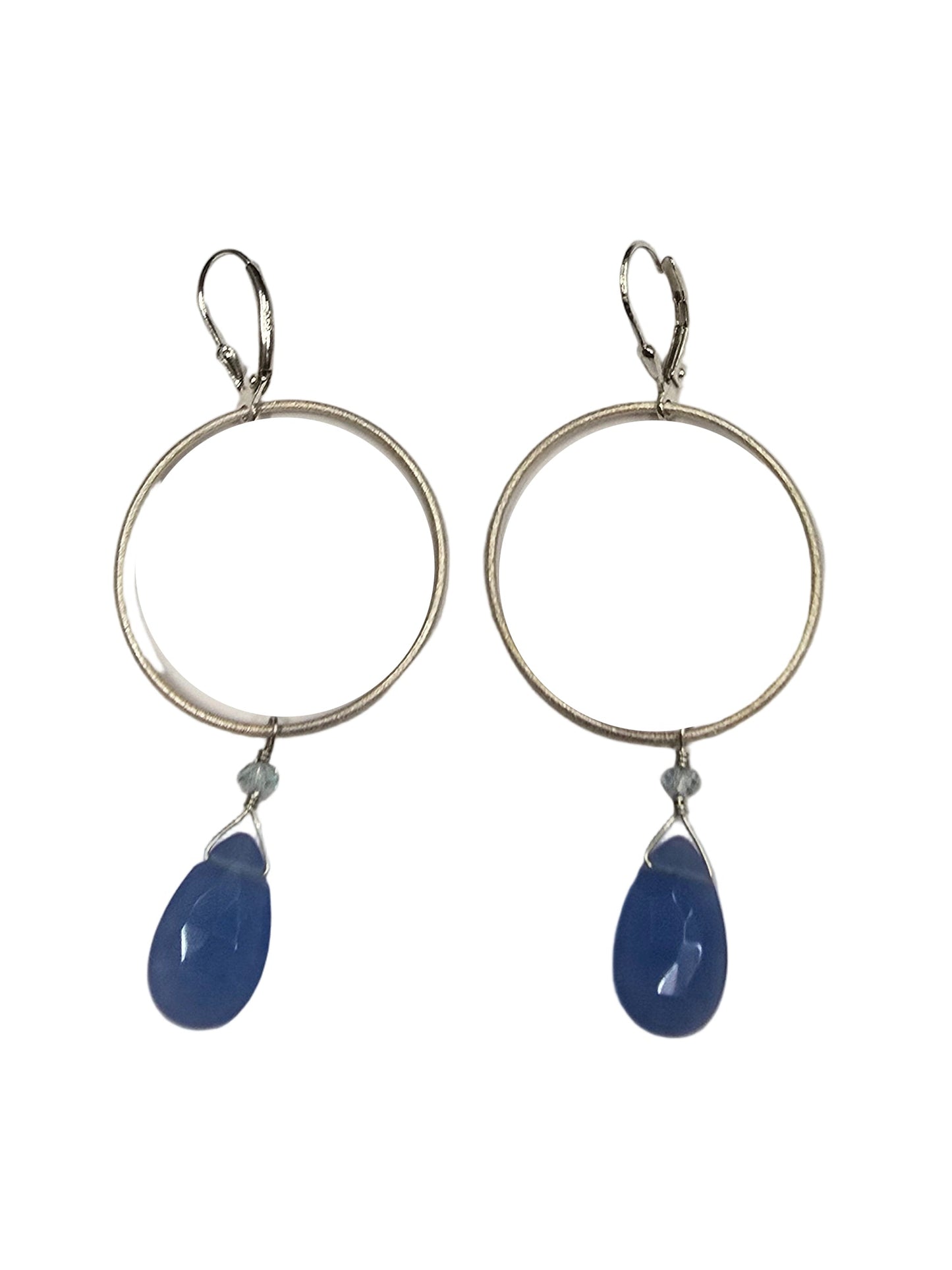 Periwinkle Chalcedony Drops on SS Med Brush Circle