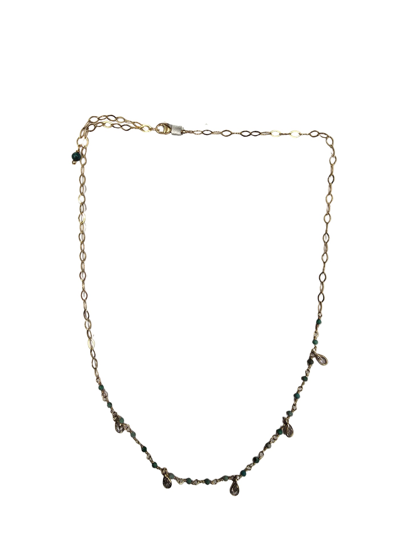 Turquoise 5 drop crustal necklace GF