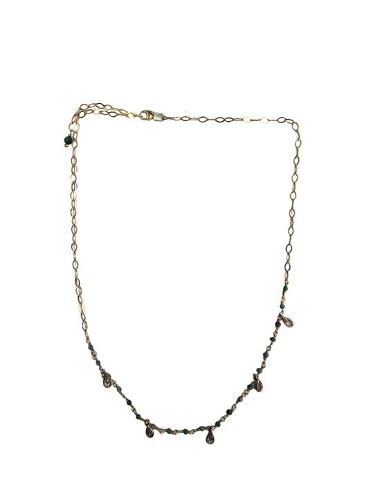 Turquoise 5 drop crustal necklace GF