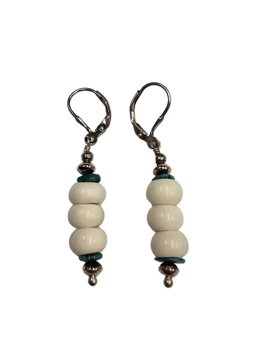 Deer Antler rondelles with Az turq Earrings