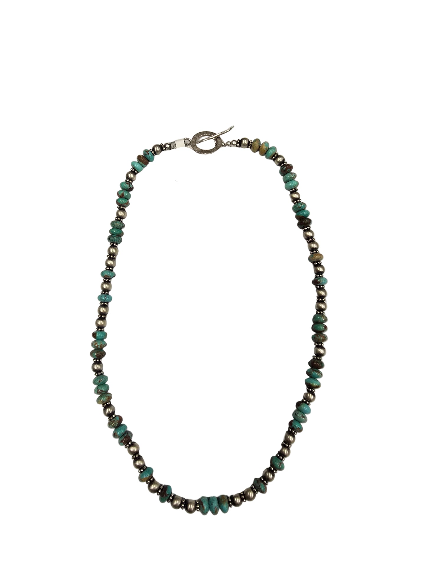 No. 8 Turquoise Rondelles w/ navajo pearls Necklace