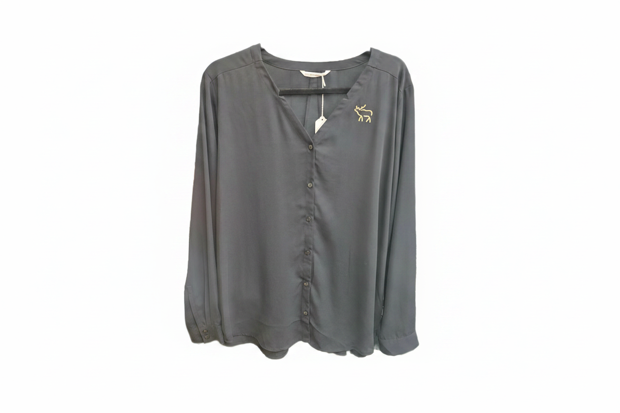 Elk Logo Ladies Long Sleeve Button-Front Blouse