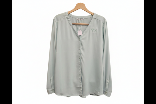 Elk Logo Ladies Long Sleeve Button-Front Blouse